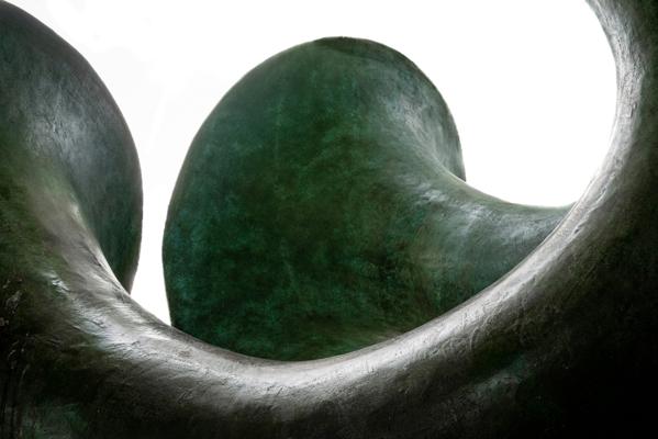 Monumental abstract sculpture in architectural setting